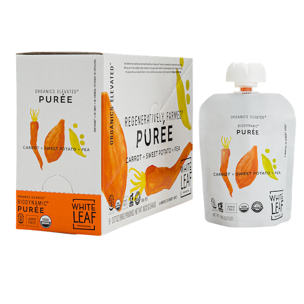Organic Regenerative Carrot + Sweet Potato + Pea Puree: 24 (90g) pouches