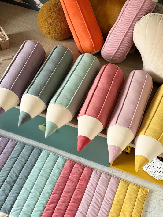 Crayon velvet pillow “Mint"
