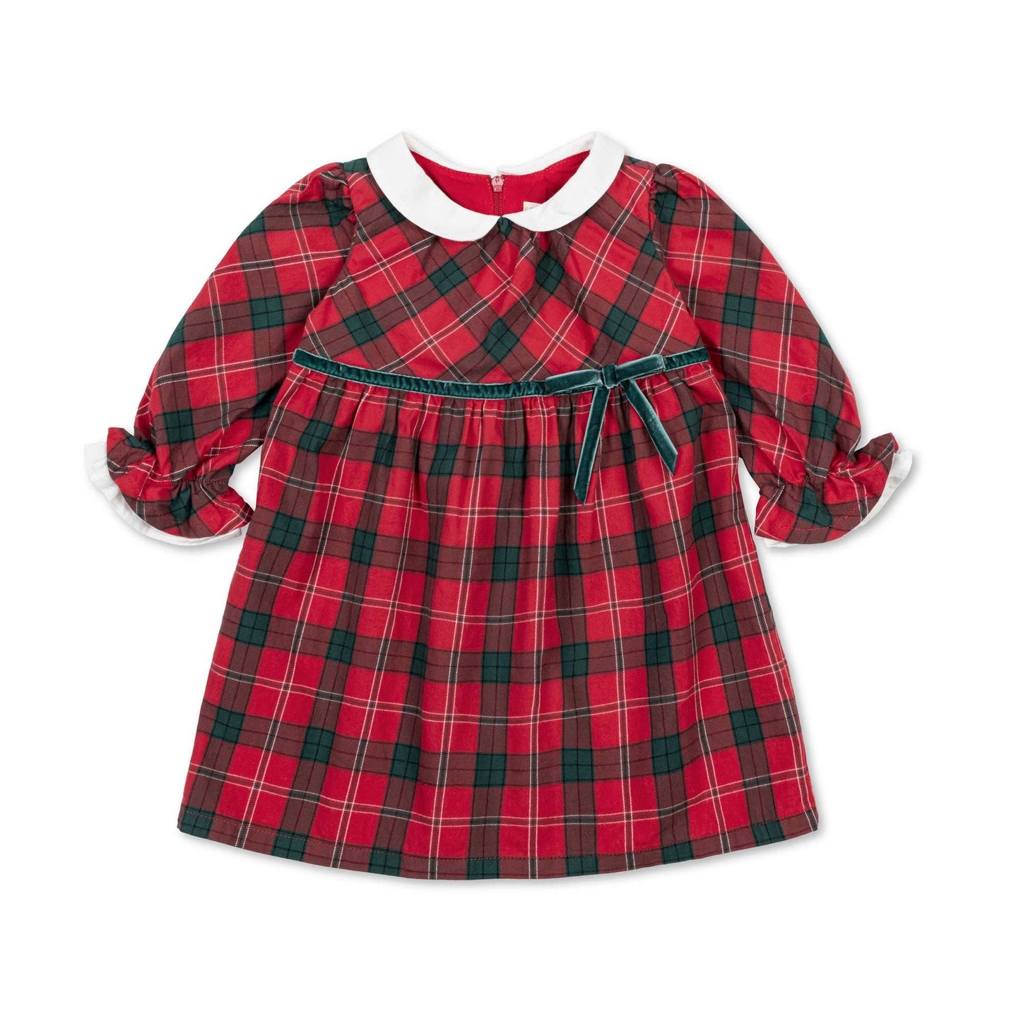 Organic Peter Pan Collar Ruffle Cuff Dress - Baby: London Plaid / 6-12M