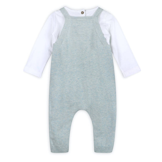 Hot Air Balloon Sweater Knit Baby Overall Set (Organic): Blue Heather