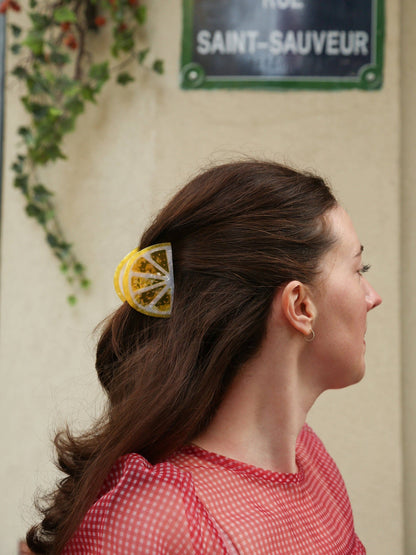 Hand-painted Citrus Slice Fruit Claw Hair Clip | Eco-Friendly