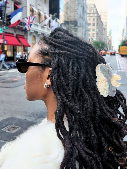 Hand-painted Celestial Moon Claw Clip