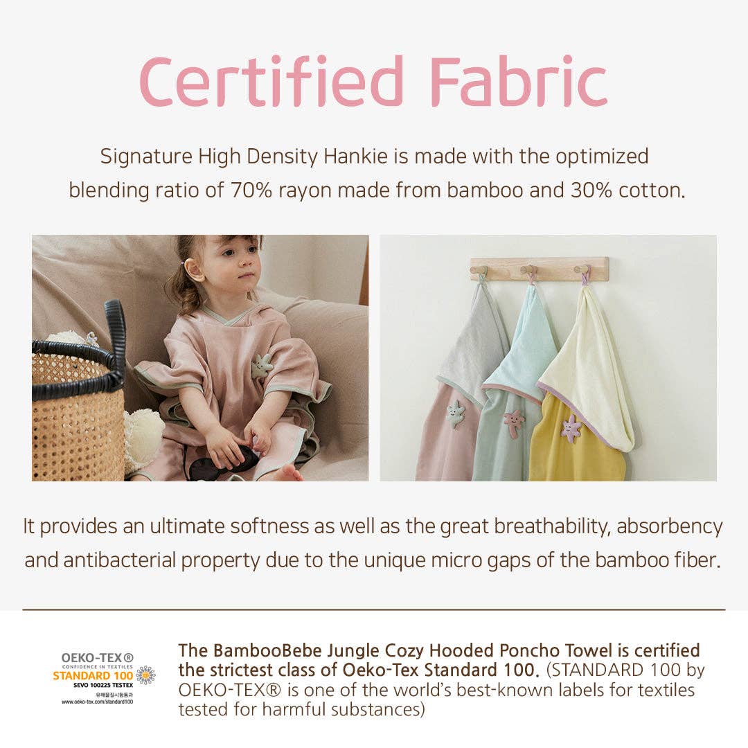 BambooBebe Jungle Cozy Hooded Poncho Towel: Flower Mustard