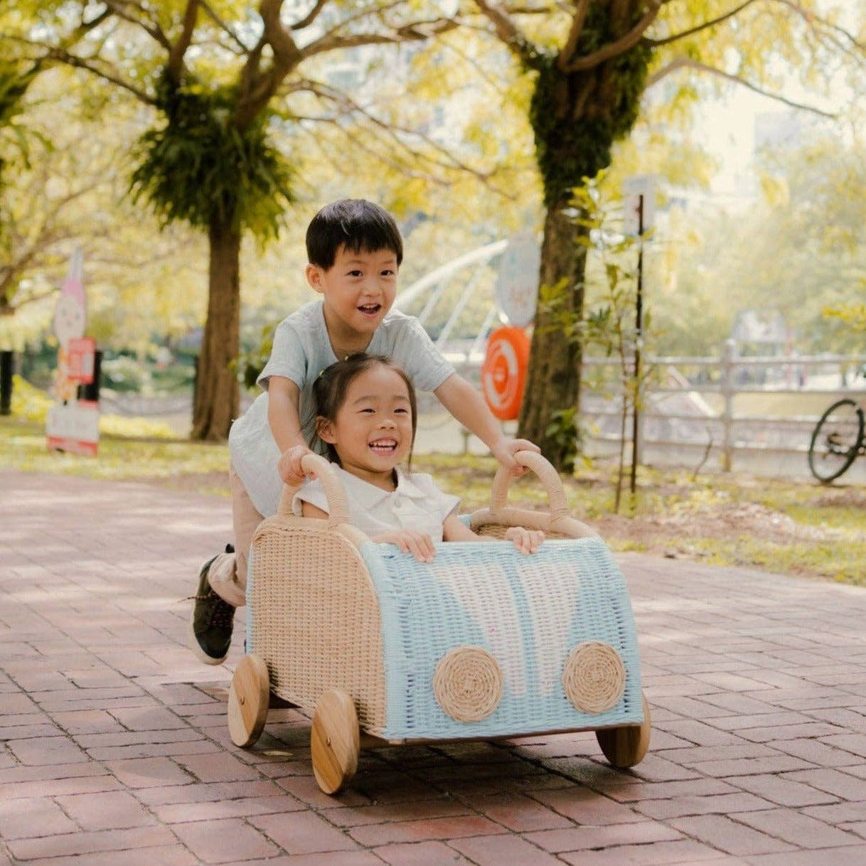 Handcrafted - Archie Storage Wagon - Rattan Wicker