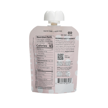 Organic Regenerative Peach+Oat Puree: 24 (90g) pouches