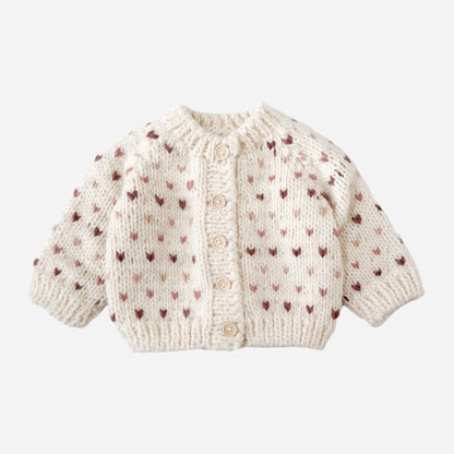 Sawyer Cardigan Mauve Baby Kid Fall Winter Hearts Valentine: Mauve / M 2-3y