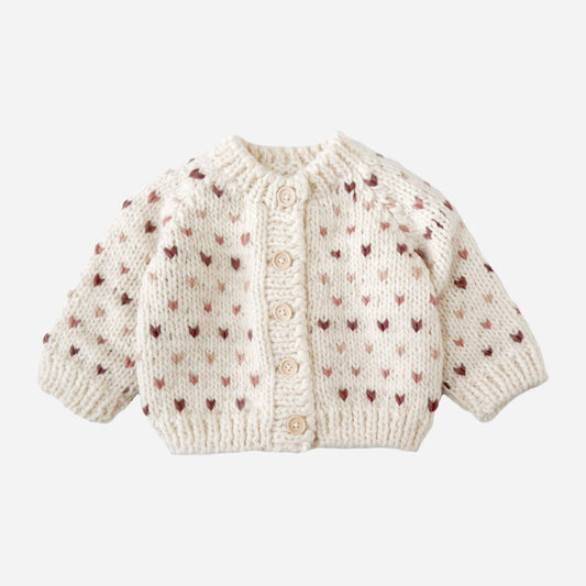 Sawyer Cardigan Mauve Baby Kid Fall Winter Hearts Valentine: Mauve / M 2-3y