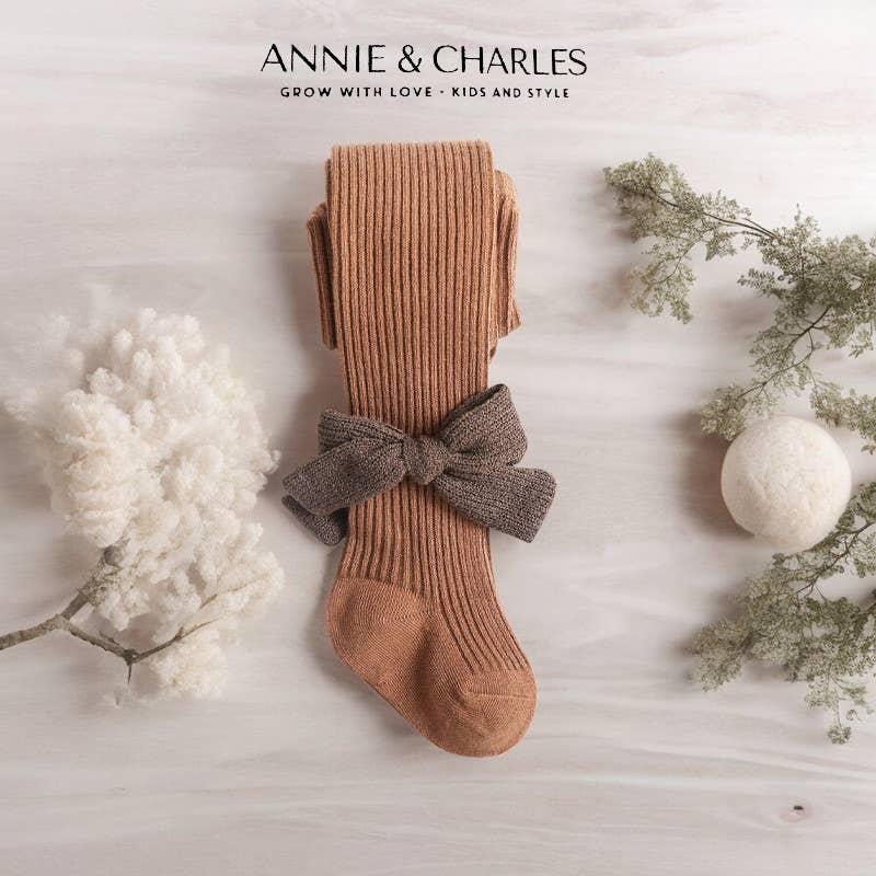 Annie & Charles® RIB TIGHTS WITH STITCH FINIA: Brown