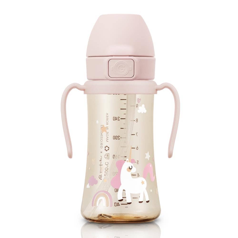 Grosmimi PPSU Straw Cup with Flip Top - 10oz (300ml) Stage 2 Straw