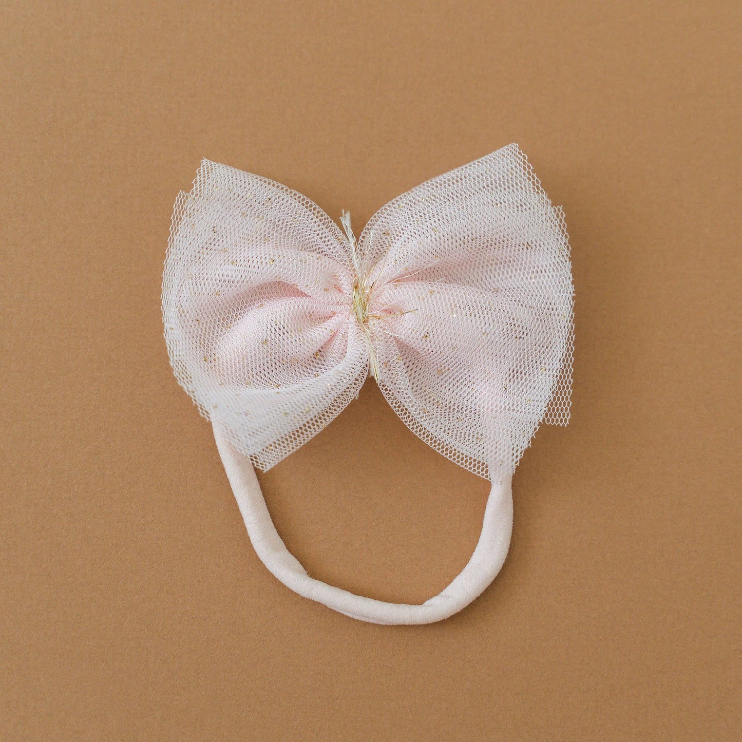 Light Pink/Gold Glinda Bow Nylon Headband