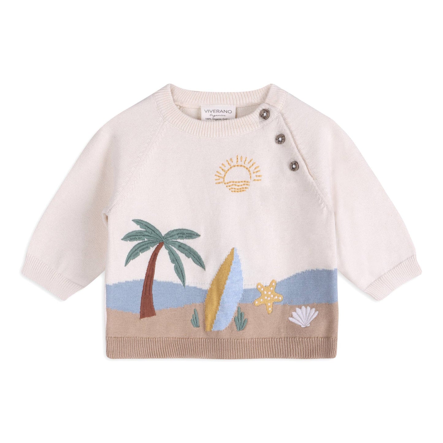 Surf Embroidered Baby Knit Pullover (Organic Cotton)