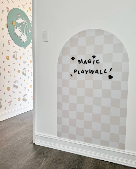 MEGA Magic Playwall - Arch Magnetic Wall Decal for Kids: Neutral Check
