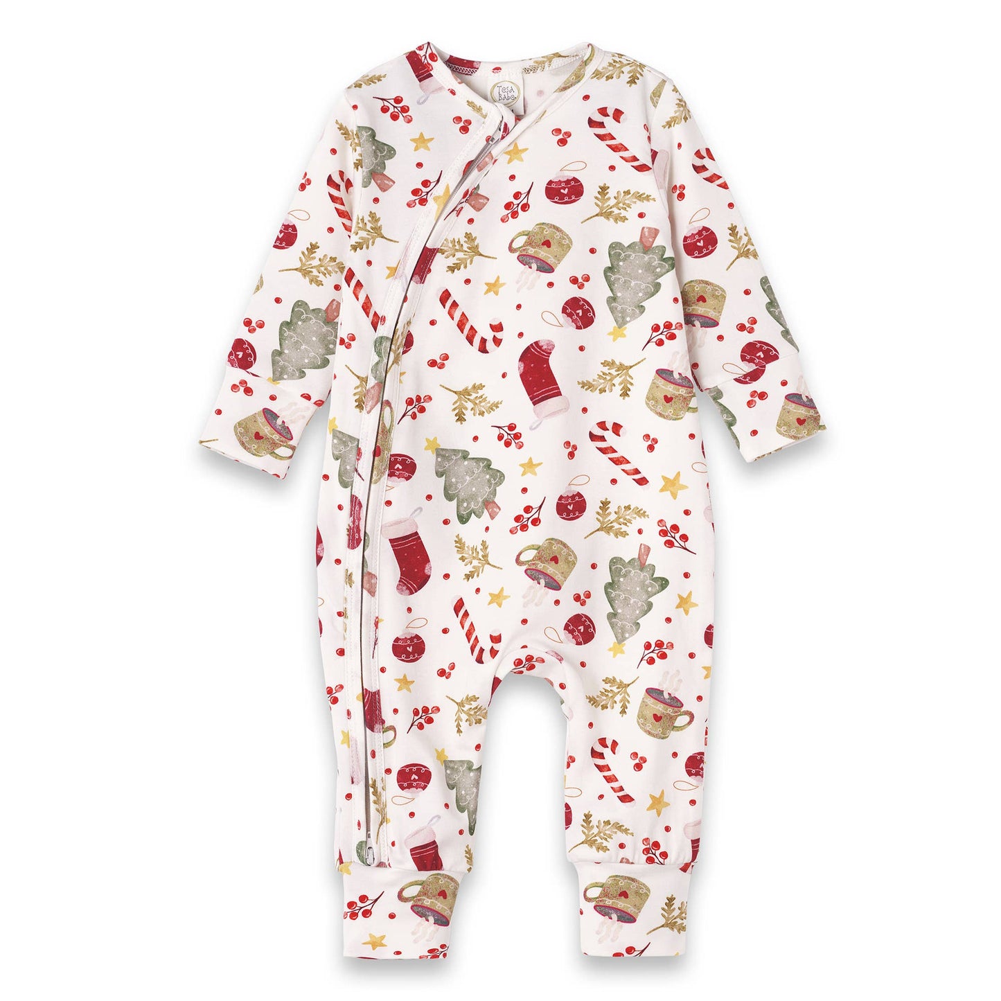 Bamboo Holiday Baby Zip Romper – Christmas One-Piece Pajamas: 0-3M