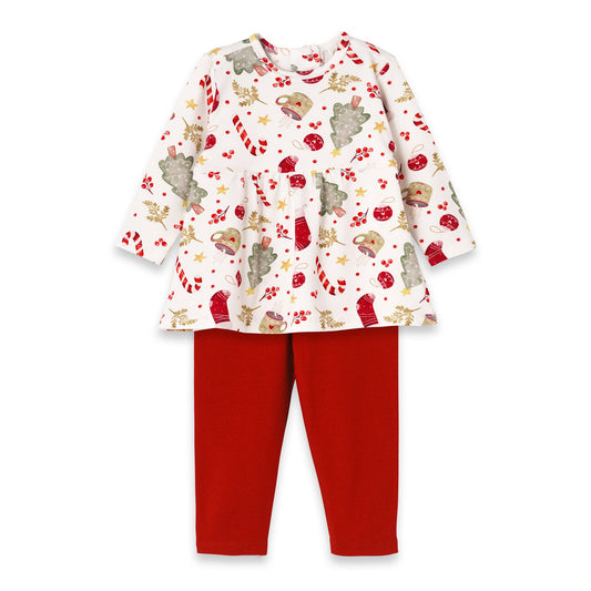 Girls' Christmas Tunic Set – Bamboo Holiday Outfit Set: 2T