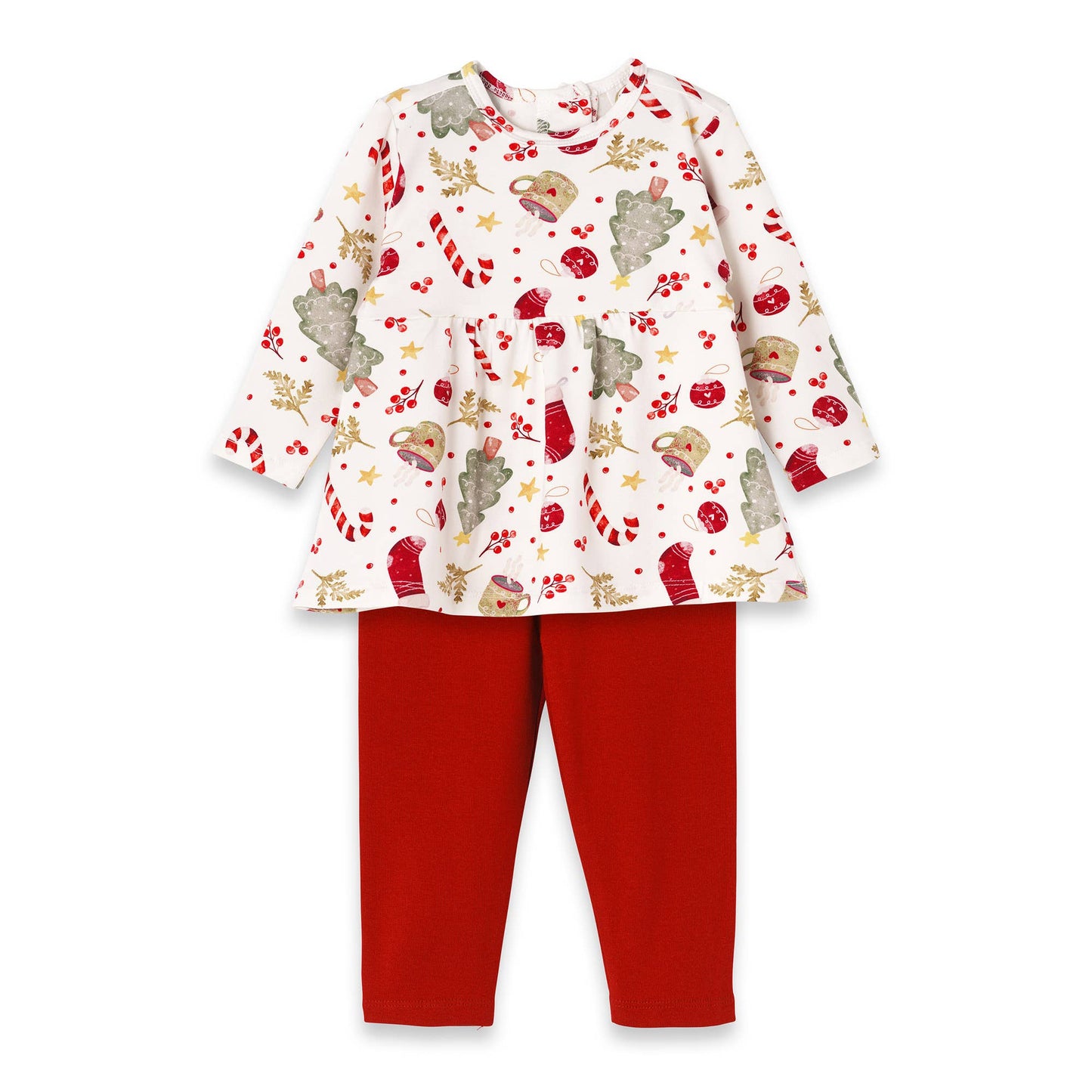 Girls' Christmas Tunic Set – Bamboo Holiday Outfit Set: 12-18M