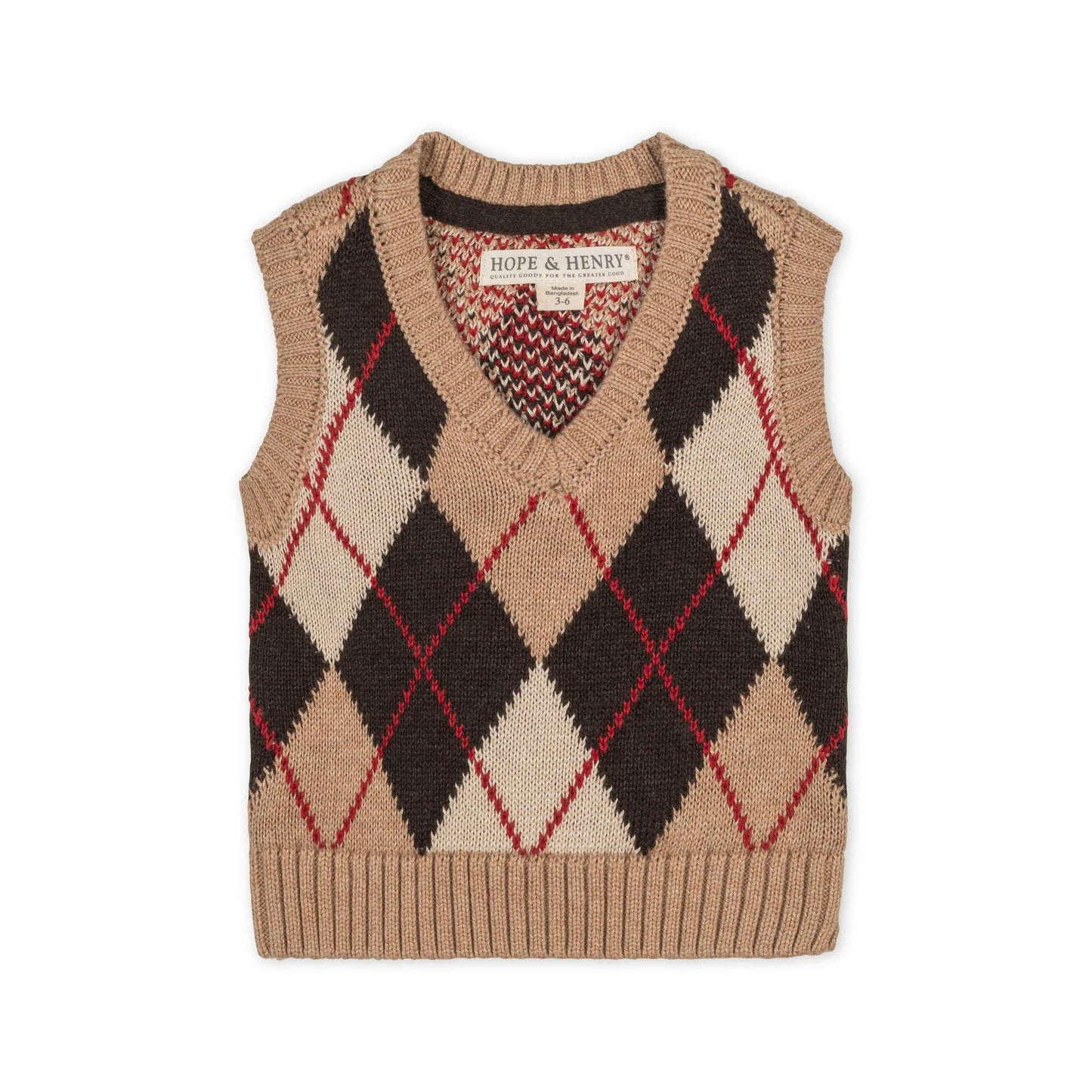 Organic Argyle Sweater Vest - Baby: Fireside Argyle / 6-12M