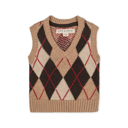 Organic Argyle Sweater Vest - Baby: Fireside Argyle / 6-12M