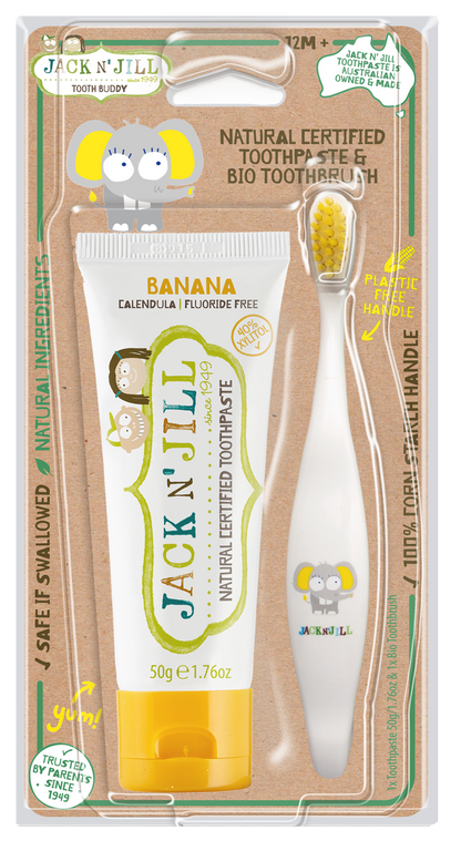 Jack N' Jill Tooth Buddy Pack -Banana+Kids Toothbrush Ellie