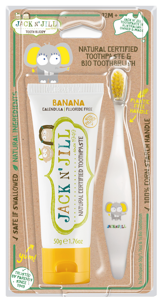 Jack N' Jill Tooth Buddy Pack -Banana+Kids Toothbrush Ellie