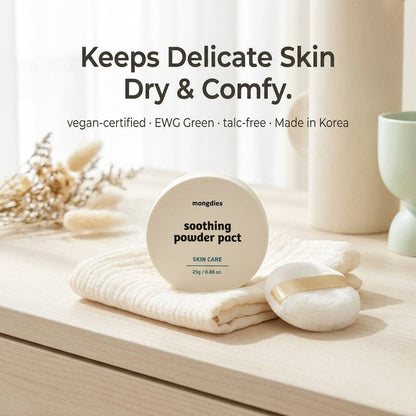 Mongdies Soothing Powder Pact 25g | Talc-Free Cooling Powder for Baby | EWG Green