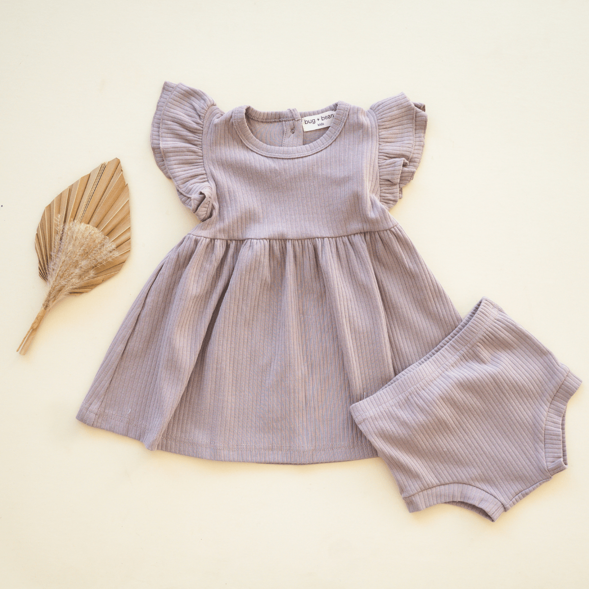 Organic Cotton Ruffle Dress | Mushroom: 3-6M