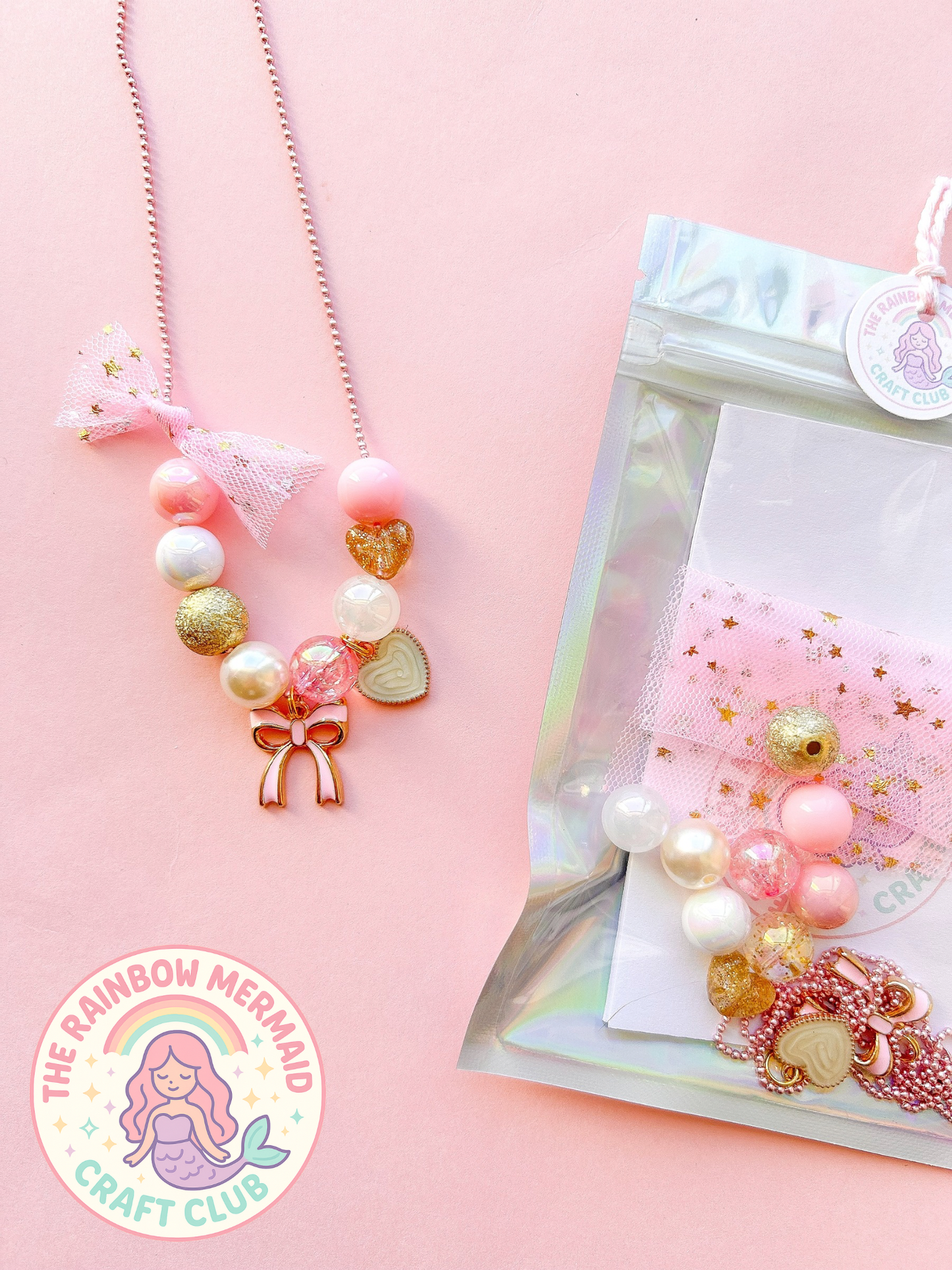 DIY Necklace Making Kit: Heart and Bow (Makes 1 Necklace)