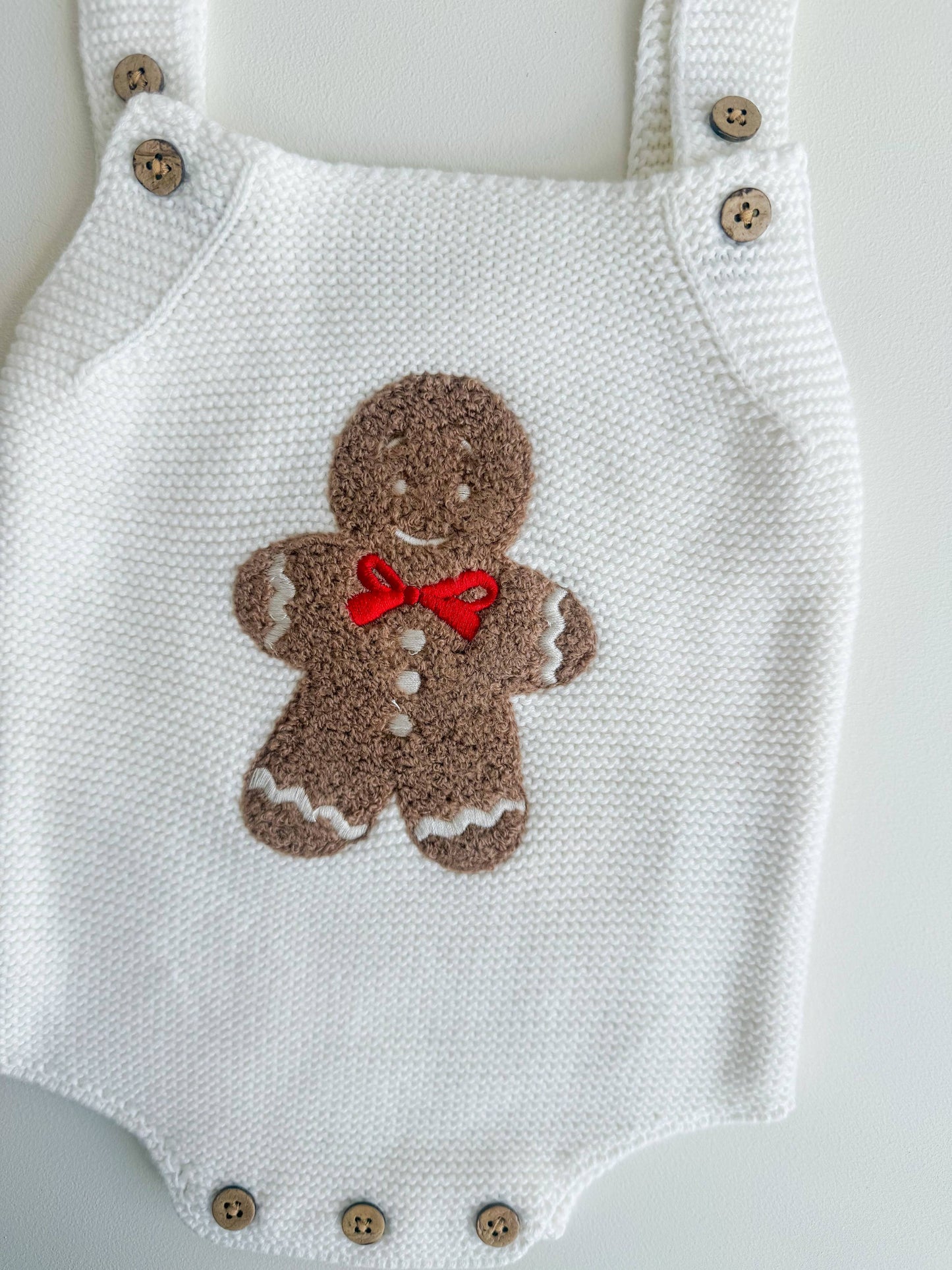 GINGERBREAD SHERPA ROMPER: 0-3M