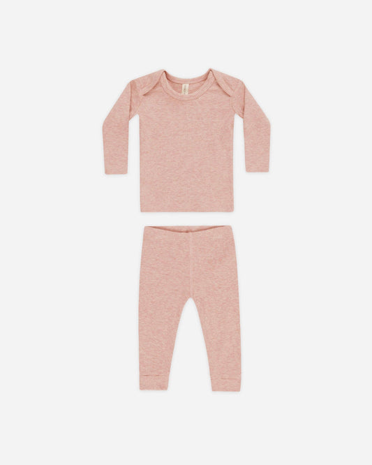 Ribbed Tee And Legging Set - Rose