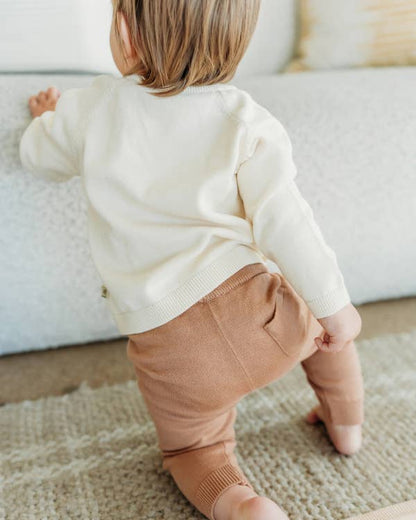 Horse Jacquard Sweater Knit Baby Pullover (Organic Cotton): Natural