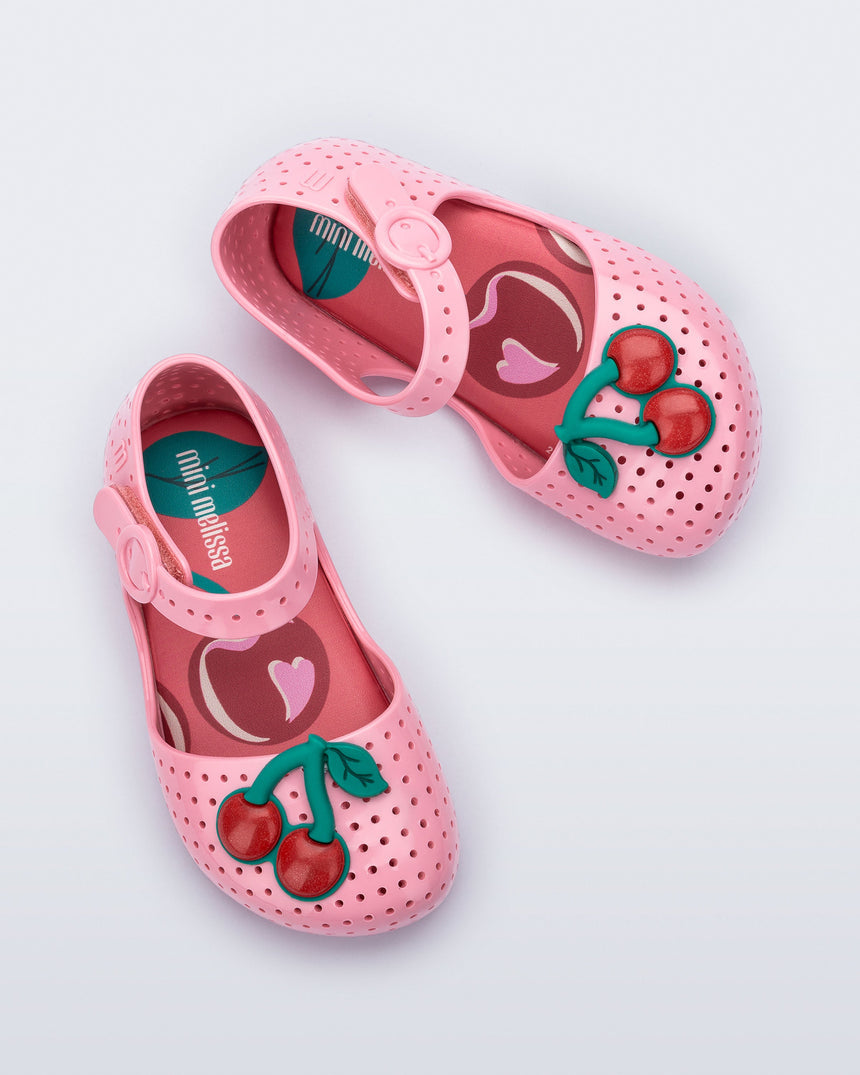 Mini Melissa Pop Baby Ballerinas: Pink/Red