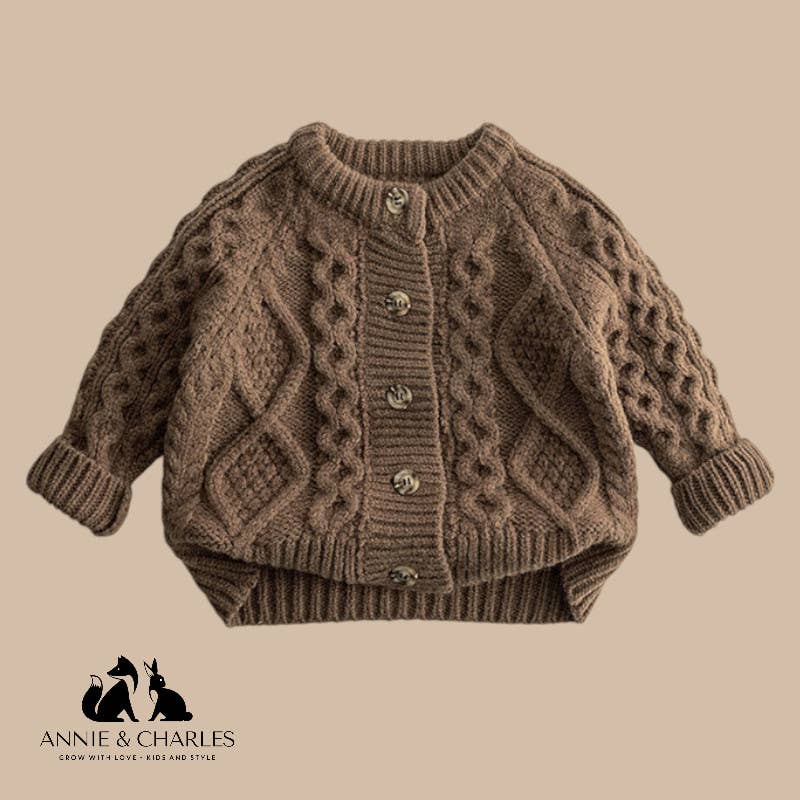 Annie & Charles® knit jacket with cable pattern DOTTIE: Beige
