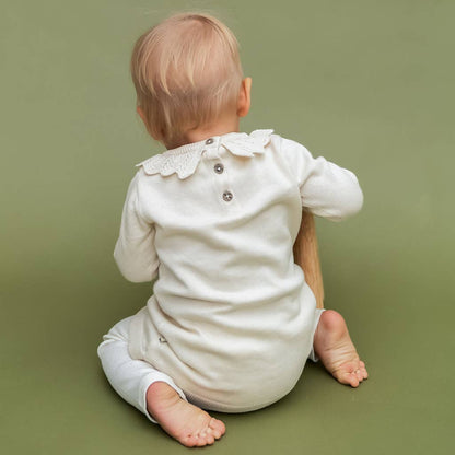 Emma Floral Embroidered Knit Baby Ruffle Dress (Organic): Natural / 12-18M