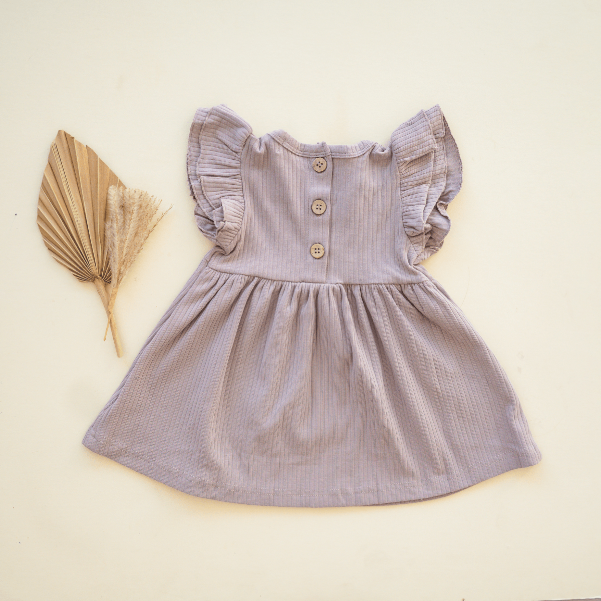 Organic Cotton Ruffle Dress | Mushroom: 12-18M