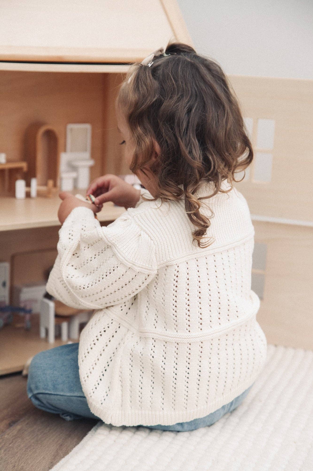 Cream Cotton Flare Sleeve Knit Jumper: 3-4y