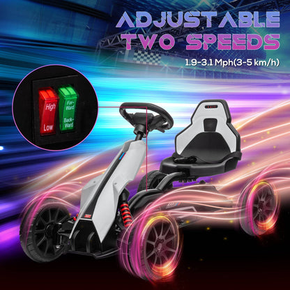 Aosom 12V Electric Go Kart for Kids –White, Adjustable Speed