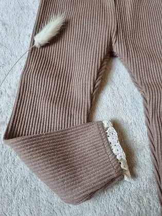 Annie & Charles® Organic Cotton Ruffle Leggings: Brown