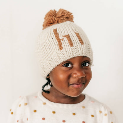 Hi. Pecan Hand Knit Beanie Hat Baby & Kids: XS (newborn)