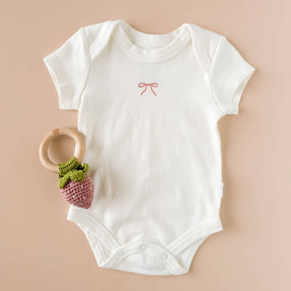 Onesie Pink Bow Baby Bodysuit Organic Graphic Tee Gift