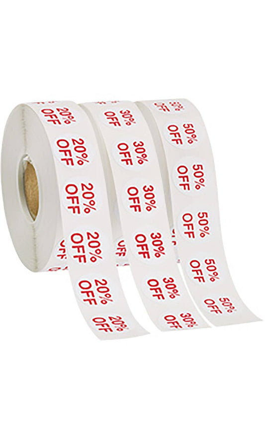 Self-Adhesive Discount Label Kit - 20%, 30% And 50% Off