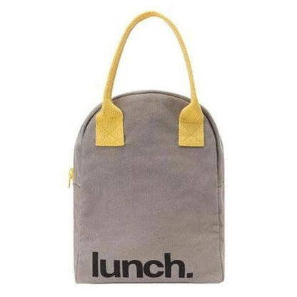 Zipper Lunch Bag - 'Lunch' Grey / Yellow