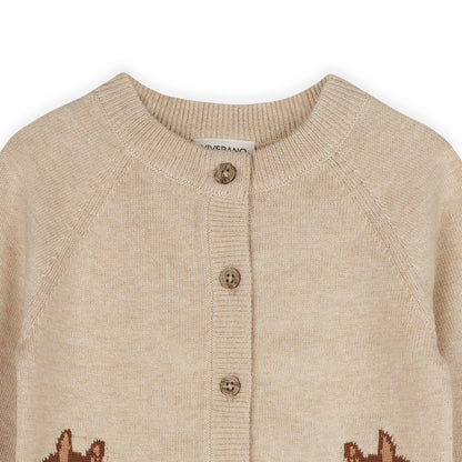 Horse Jacquard Sweater Knit Baby Cardigan (Organic Cotton): Oatmeal Heather