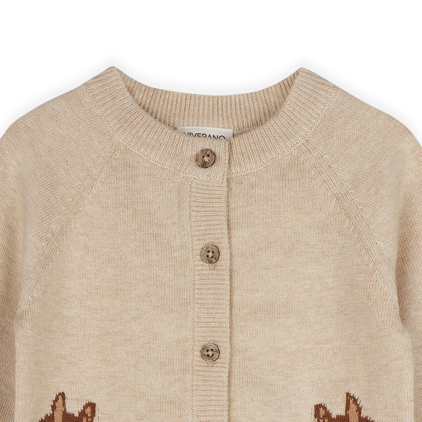 Horse Jacquard Sweater Knit Baby Cardigan (Organic Cotton): Oatmeal Heather / 6-12M