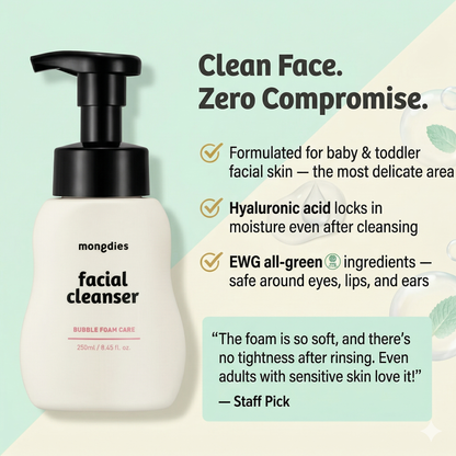Mongdies Baby Facial Cleanser 250ml | Gentle Non-Foaming | Tear-Free