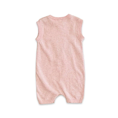Ice Cream Embroidered Knit Sleeveless Baby Romper (Organic): Pink Heather
