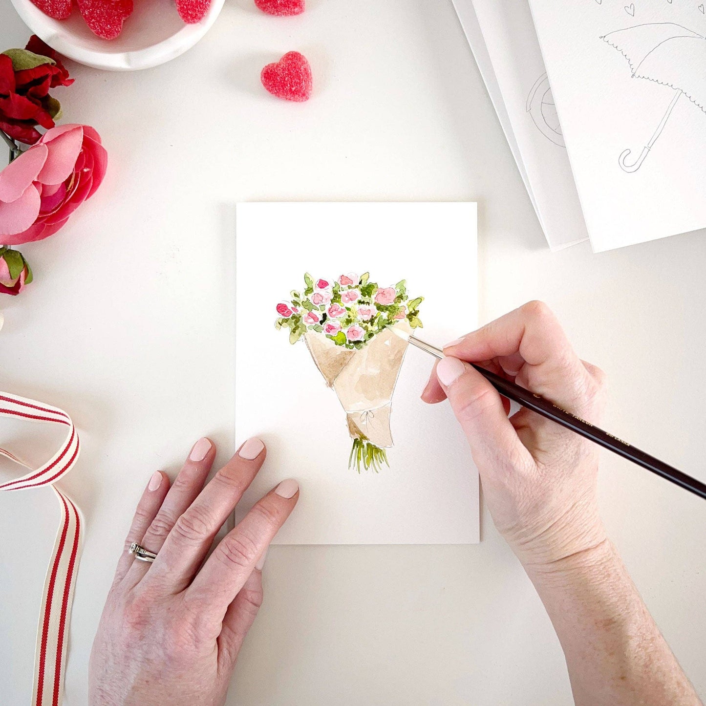 Love sweet love paintable watercolor notecard set