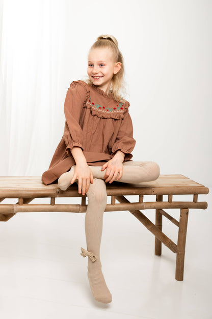 Annie & Charles® RIB TIGHTS WITH STITCH FINIA: Brown
