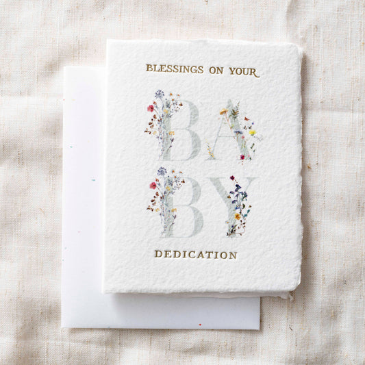 Blessings on Your Baby Dedication | Christian Greeting Card: Flat A2 Greeting Card. Blank on Back.