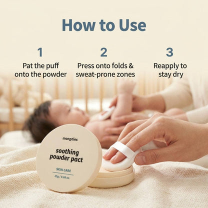 Mongdies Soothing Powder Pact 25g | Talc-Free Cooling Powder for Baby | EWG Green