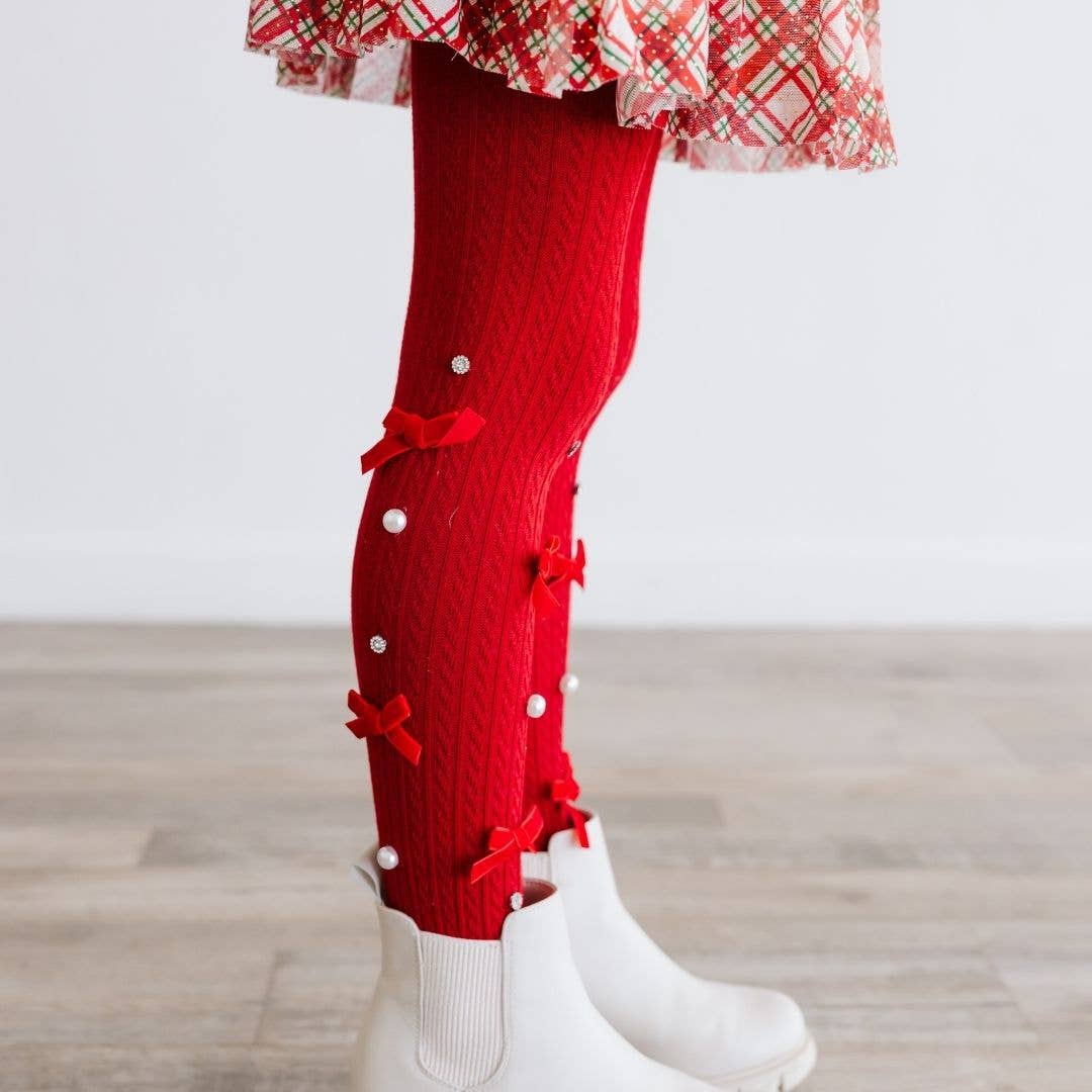 Ruby Red Bedazzled Tights - Holiday Accessories: 4-6Y