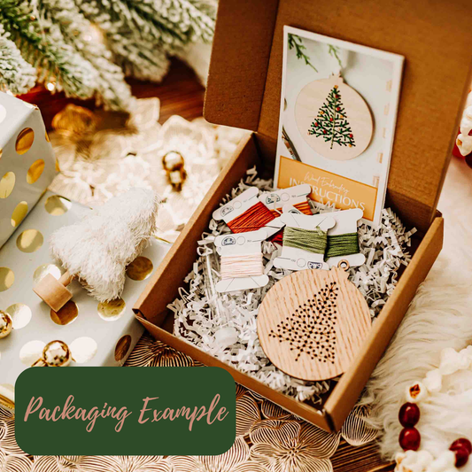 Christmas Tree Ornament Embroidery DIY Kit: Boxed